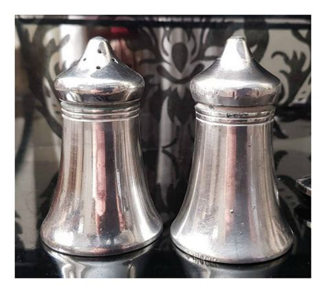 Vintage Salt & Pepper Shakers Set Silver plated EPNS In Blue 